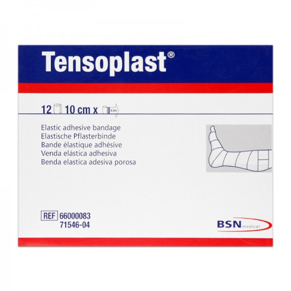 Tensoplast 10 cm x 4,5 metros: Venda elástica adhesiva (Caja 12 unidades) Tensoplast 10 cm x 4,5 metros: Venda elástica adhesiva (Caja 12 unidades)